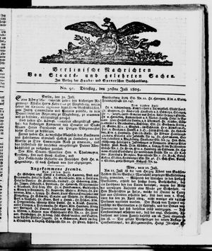 Berlinische Nachrichten von Staats- und gelehrten Sachen vom 30.07.1805