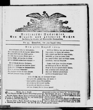 Berlinische Nachrichten von Staats- und gelehrten Sachen vom 03.08.1805