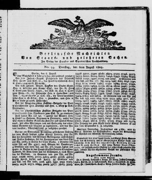 Berlinische Nachrichten von Staats- und gelehrten Sachen vom 06.08.1805