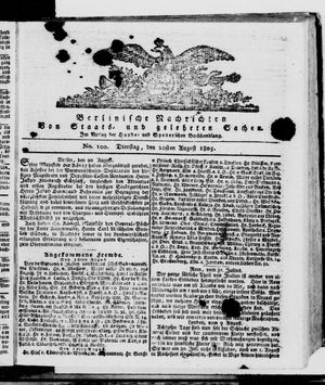 Berlinische Nachrichten von Staats- und gelehrten Sachen vom 20.08.1805