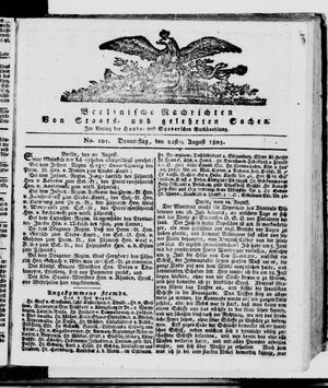 Berlinische Nachrichten von Staats- und gelehrten Sachen vom 22.08.1805