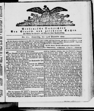 Berlinische Nachrichten von Staats- und gelehrten Sachen vom 19.09.1805