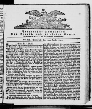 Berlinische Nachrichten von Staats- und gelehrten Sachen vom 19.10.1805