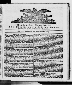 Berlinische Nachrichten von Staats- und gelehrten Sachen vom 07.12.1805