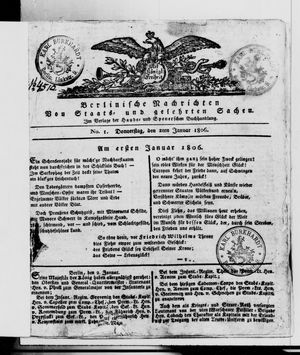 Berlinische Nachrichten von Staats- und gelehrten Sachen on Jan 2, 1806