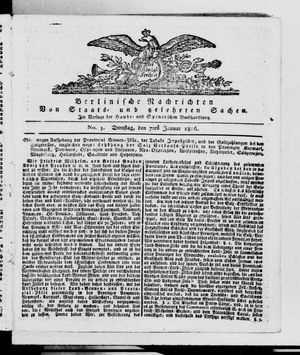 Berlinische Nachrichten von Staats- und gelehrten Sachen on Jan 7, 1806