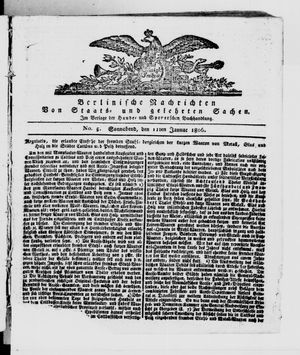 Berlinische Nachrichten von Staats- und gelehrten Sachen on Jan 11, 1806