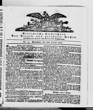 Berlinische Nachrichten von Staats- und gelehrten Sachen on Feb 1, 1806