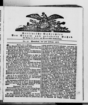 Berlinische Nachrichten von Staats- und gelehrten Sachen vom 08.02.1806