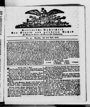 Berlinische Nachrichten von Staats- und gelehrten Sachen vom 08.04.1806
