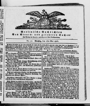 Berlinische Nachrichten von Staats- und gelehrten Sachen vom 01.05.1806