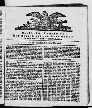 Berlinische Nachrichten von Staats- und gelehrten Sachen vom 13.05.1806