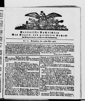 Berlinische Nachrichten von Staats- und gelehrten Sachen vom 24.05.1806