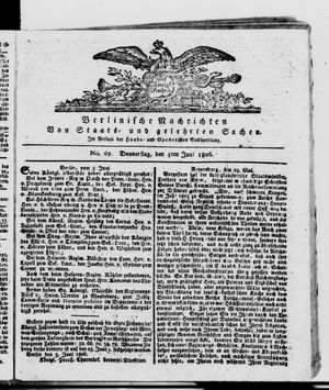 Berlinische Nachrichten von Staats- und gelehrten Sachen on Jun 5, 1806