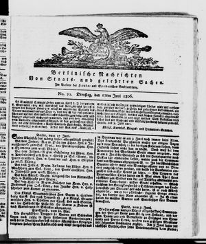 Berlinische Nachrichten von Staats- und gelehrten Sachen vom 17.06.1806