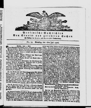 Berlinische Nachrichten von Staats- und gelehrten Sachen vom 01.07.1806