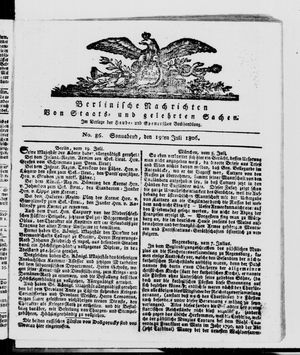 Berlinische Nachrichten von Staats- und gelehrten Sachen vom 19.07.1806