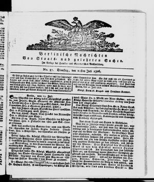 Berlinische Nachrichten von Staats- und gelehrten Sachen vom 22.07.1806