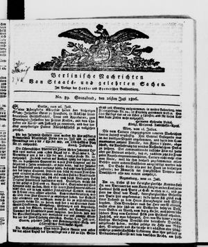 Berlinische Nachrichten von Staats- und gelehrten Sachen on Jul 26, 1806