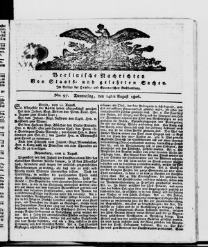 Berlinische Nachrichten von Staats- und gelehrten Sachen on Aug 14, 1806