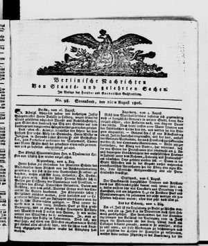 Berlinische Nachrichten von Staats- und gelehrten Sachen vom 16.08.1806
