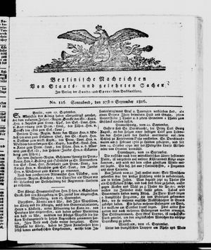 Berlinische Nachrichten von Staats- und gelehrten Sachen vom 27.09.1806