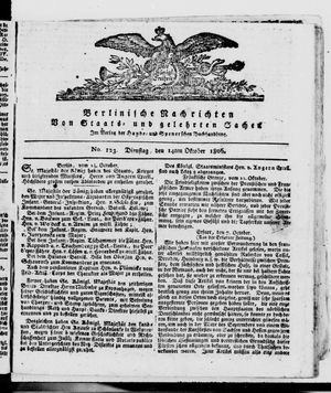 Berlinische Nachrichten von Staats- und gelehrten Sachen on Oct 14, 1806