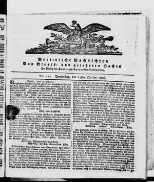 Berlinische Nachrichten von Staats- und gelehrten Sachen on Oct 23, 1806