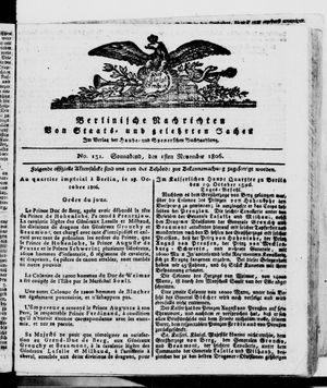 Berlinische Nachrichten von Staats- und gelehrten Sachen on Nov 1, 1806