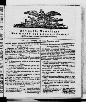 Berlinische Nachrichten von Staats- und gelehrten Sachen vom 11.11.1806