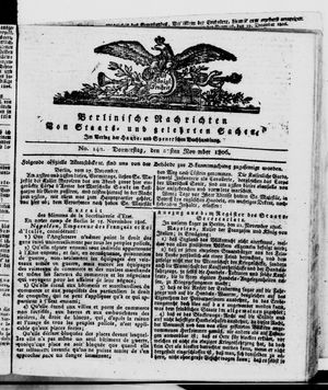 Berlinische Nachrichten von Staats- und gelehrten Sachen vom 27.11.1806