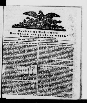 Berlinische Nachrichten von Staats- und gelehrten Sachen vom 11.12.1806