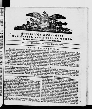 Berlinische Nachrichten von Staats- und gelehrten Sachen vom 20.12.1806
