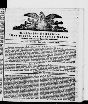Berlinische Nachrichten von Staats- und gelehrten Sachen on Dec 23, 1806