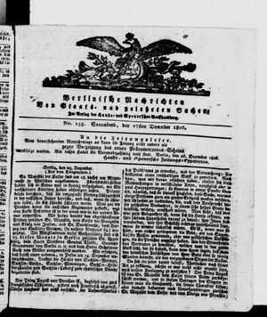 Berlinische Nachrichten von Staats- und gelehrten Sachen on Dec 27, 1806