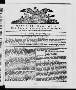 Berlinische Nachrichten von Staats- und gelehrten Sachen vom 03.03.1807