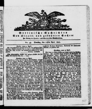 Berlinische Nachrichten von Staats- und gelehrten Sachen vom 21.04.1807