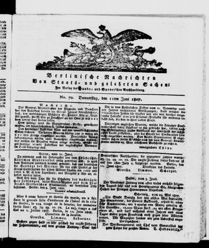 Berlinische Nachrichten von Staats- und gelehrten Sachen vom 11.06.1807