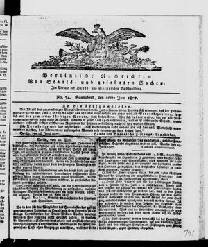 Berlinische Nachrichten von Staats- und gelehrten Sachen vom 20.06.1807