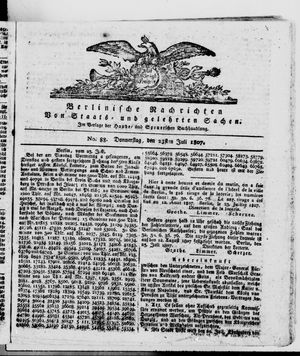 Berlinische Nachrichten von Staats- und gelehrten Sachen on Jul 23, 1807