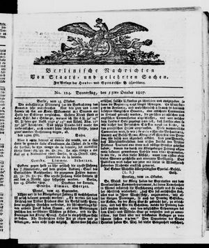 Berlinische Nachrichten von Staats- und gelehrten Sachen on Oct 15, 1807
