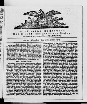 Berlinische Nachrichten von Staats- und gelehrten Sachen vom 30.01.1808