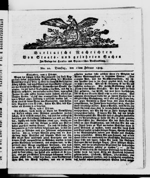 Berlinische Nachrichten von Staats- und gelehrten Sachen vom 16.02.1808