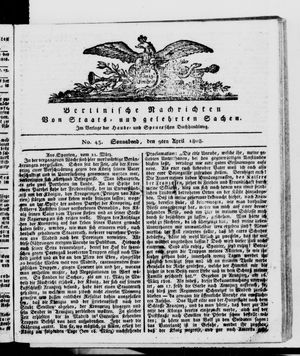 Berlinische Nachrichten von Staats- und gelehrten Sachen vom 09.04.1808