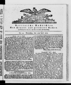 Berlinische Nachrichten von Staats- und gelehrten Sachen vom 14.04.1808