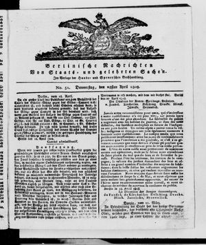 Berlinische Nachrichten von Staats- und gelehrten Sachen vom 28.04.1808