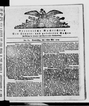 Berlinische Nachrichten von Staats- und gelehrten Sachen vom 26.05.1808