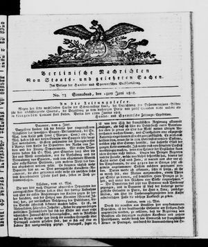 Berlinische Nachrichten von Staats- und gelehrten Sachen vom 18.06.1808