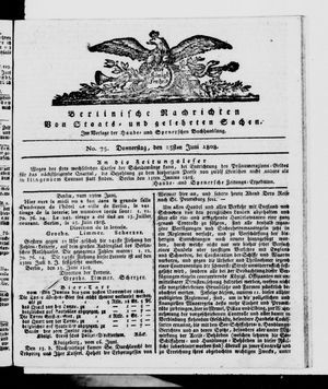 Berlinische Nachrichten von Staats- und gelehrten Sachen vom 23.06.1808