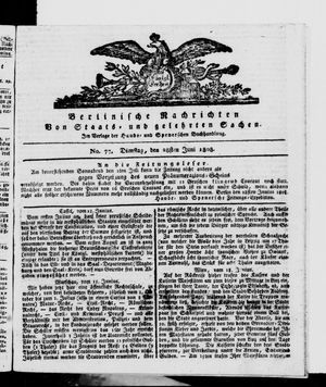 Berlinische Nachrichten von Staats- und gelehrten Sachen vom 28.06.1808